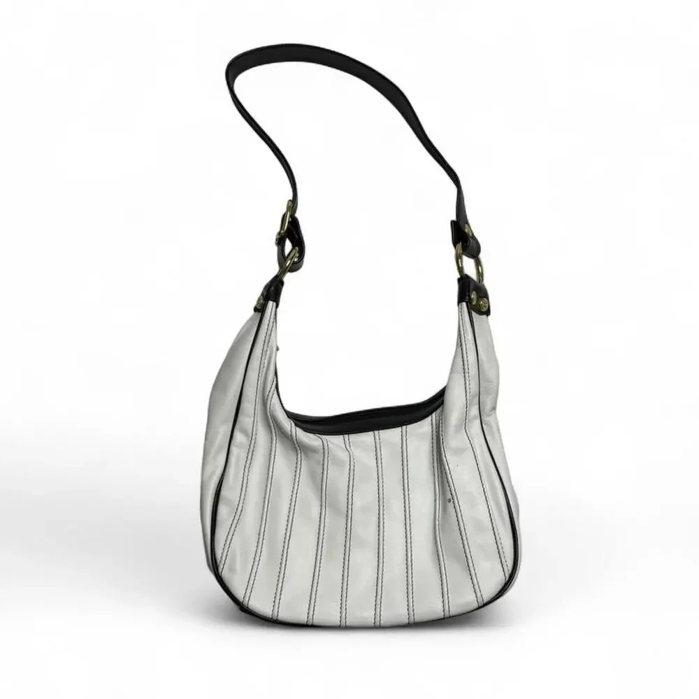 Marino Orlandi White Vintage Genuine Leather Hobo Designer Bag Made In Italy